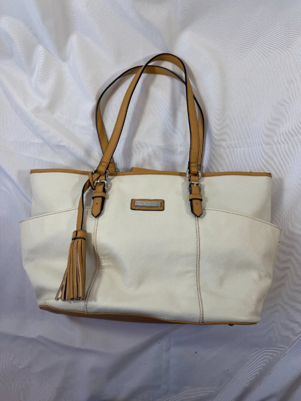 Tignanello Genuine Leather French Shopper Tote W/ Tassle, Colorblock, Like New! - Picture 6 of 16